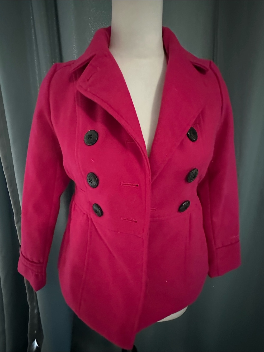 London Fog Women's Pink Fuchsia Double Breasted Peacoat Jacket Size M 10-12